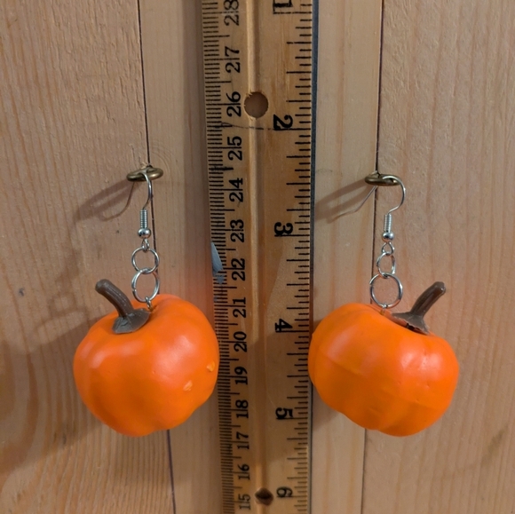 Orange Pumpkin Earrings - Picture 2 of 5